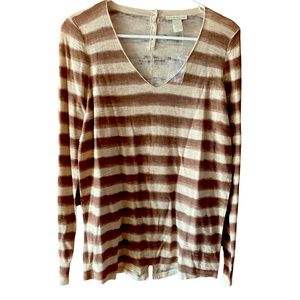 NWT White+Warren Hand Painted L/S Top Sz M